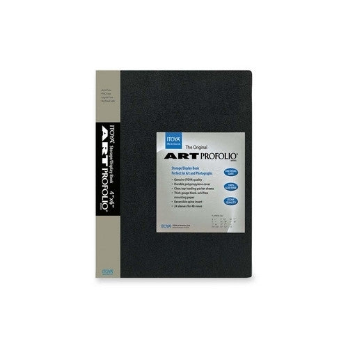 Itoya of America, Ltd Art Portfolio, Top Load, 24 Sleeves, 4"x6", Black