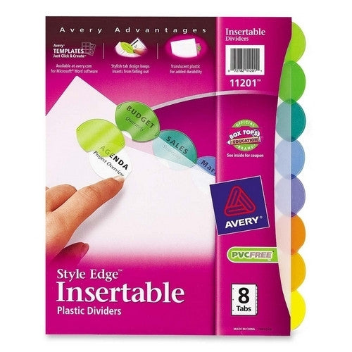 Avery Consumer Products Insertable Dividers,Printable,8-Tab,8-1/2"x11",24/ST,Multi