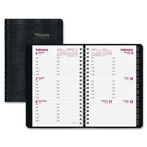 Rediform Office Products Weekly Planner,Jan-Dec,2PPW,Tele/Address Sec,6"x3-1/2",BK