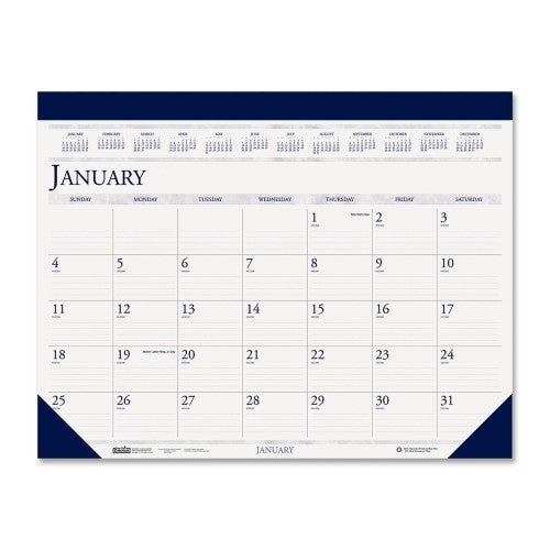 House of Doolittle Desk Pad Calendar, Perf. Top, Jan-Dec, 22"x17", Gray/Blue