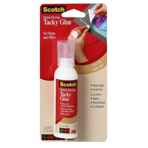 3M Commercial Office Supply Div. Tacky Glue,Quick Drying,Dries Clear,Nontoxic,Acid-free,2 oz