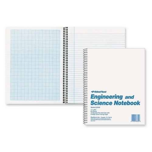 Rediform Office Products Science Notebook,Wirebound,CR,10x10 Quad,60 SH,11"x8-1/2"