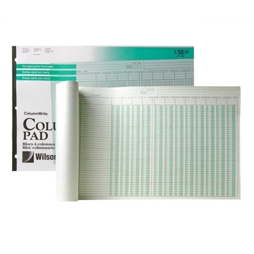 Acco/Wilson Jones Columnar Pad,12 Columns,50 Sheets,11"x16-3/8", Green