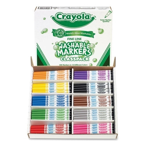 Crayola Fine Line Markers, Washable, Nontoxic, 200/BX, Assorted