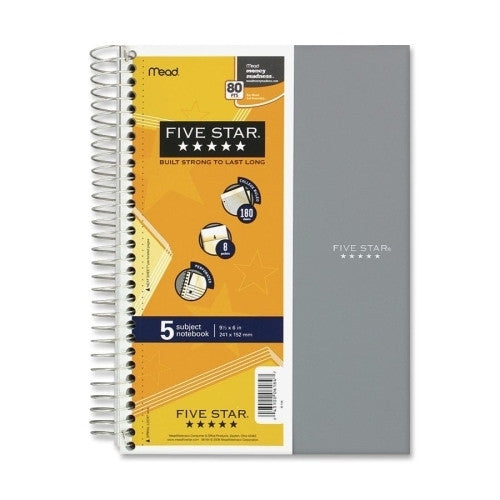 Mead Notebook,Wirebound,5-Subject,180 Sheets,9-1/2"x6",Assorted