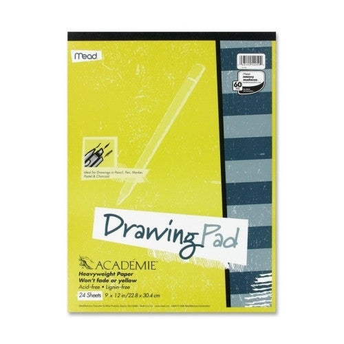 Mead Drawing Pad, Heavy Weight, 9"x12", 24 Sheets White