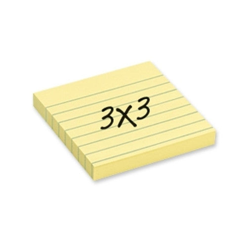 3M Commercial Office Supply Div. Post-it Notes, Lined, 3"x3", 100 Sheets/PD, 12/PK, Yellow