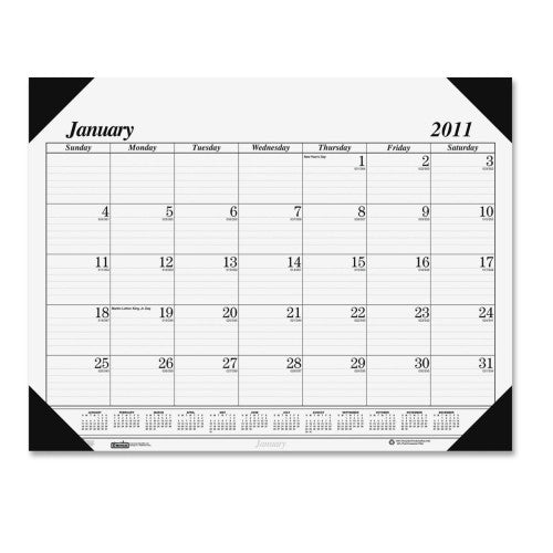 House of Doolittle Desk Pad, 12 Month, Jan-Dec, 18-1/2"x13", Blue/White