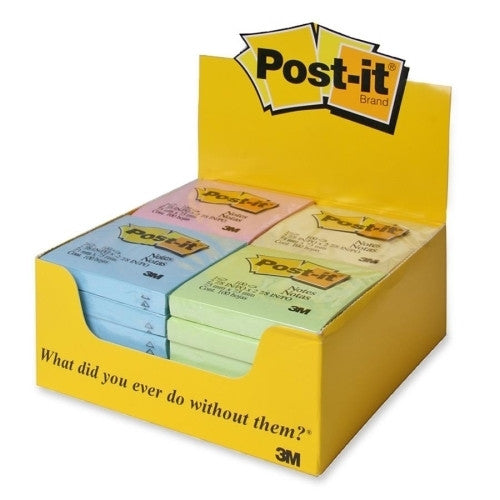 3M Commercial Office Supply Div. Post-it Notes, 3"x3", 24 PD/PK, Assorted Pastel