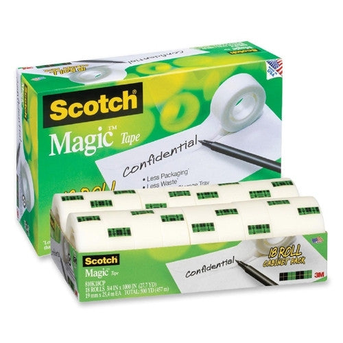 3M Commercial Office Supply Div. Magic Tape, 3/4"x1000", 18/PK, Clear