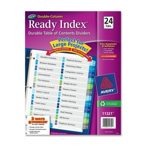 Avery Consumer Products Table of Contents Dividers, Double Column, 1-24 Tab, Multi