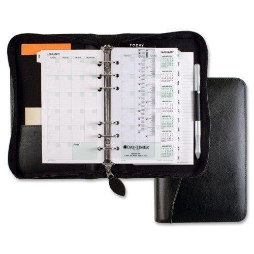 Day-timer Starter Organizer,w/Zipper,3-3/4"x6-3/4",Bonded Lthr/Black