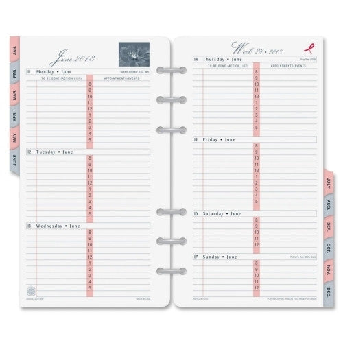 Day-timer Weekly Refill Pages, 2PPW, Jan-Dec, Portable 3-3/4"x6-3/4"