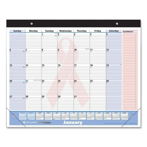 At-A-Glance Quicknotes Monthly Desk Pad,13 Month,Jan-Jan,22"x17"