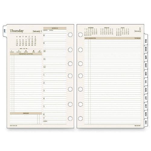 Daily Planner Refill, Jan-Dec, White