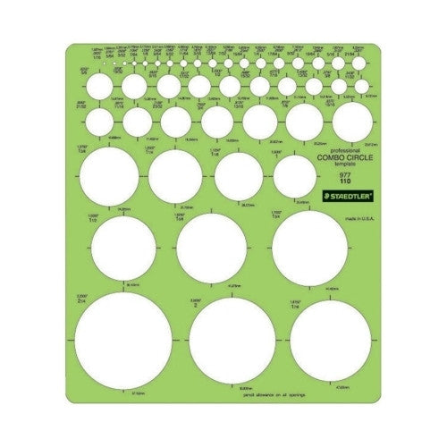 Staedtler, Inc. Combo Circle Template, 45 Circles, Assorted Size, Green