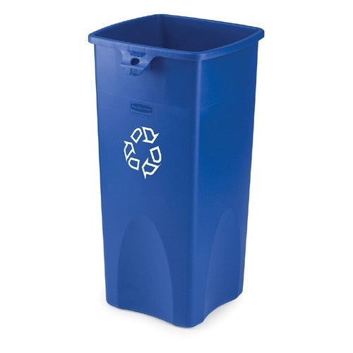 Rubbermaid Commercial Products Square Recycling Container,23 Gal,14-1/2"x14-1/2"x28",Blue