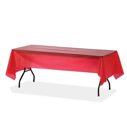 Genuine Joe Plastic Tablecover, 54"x108", 6/PK, Red