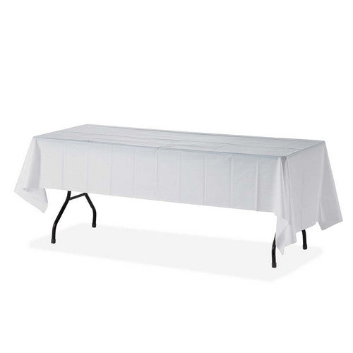 Genuine Joe Plastic Tablecover, 54"x108", 6/PK, White