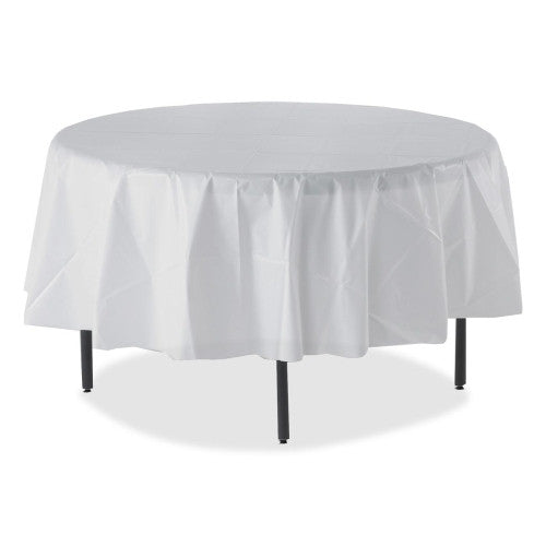 Genuine Joe Round Plastic Tablecover,Fits 48"/60" Dia,84" Dia.,6/PK,WE