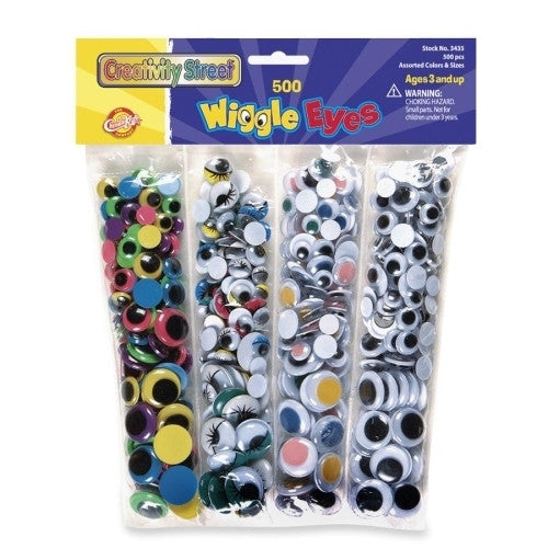 Chenille Kraft Company Wiggle Eyes, 500/PK, Assorted Colors/Sizes