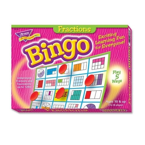 Trend Enterprises Fractions Bingo Game, 3-36 Players, 36 Cards/Mats