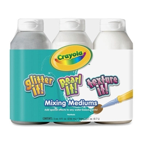 Crayola Mixing Mediums, Glitter/Pearl/Texture, 3/PK, Assorted