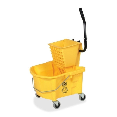 Genuine Joe Mop Bucket Wringer Combo, 3" Casters, 26 qt., Yellow