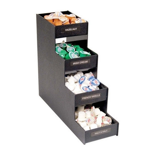 Vertiflex Narrow Condiment Organizer,w/4 Dividers,6"x19"x15-7/8",Black