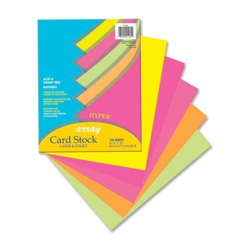 Pacon Corporation Card Stock Paper,Brights,65 lb.,8-/2"x11",100/PK,Assorted