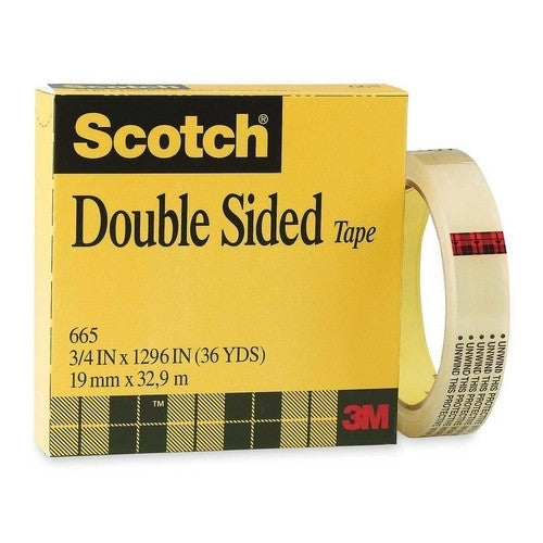 3M Commercial Office Supply Div. Double-sided Tape, 3"Core, 1/2"x1296", 2/PK, Clear