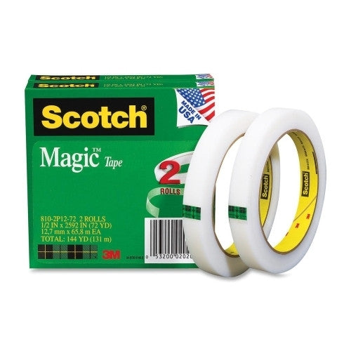 3M Commercial Office Supply Div. Magic Tape, 3" Core, 1/2"x2592", 2/PK, Transparent