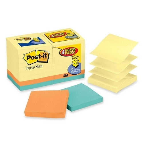 3M Commercial Office Supply Div. Original Pop-up Notes,100 Sheets,3"x3",18/PK,Yellow/Bright