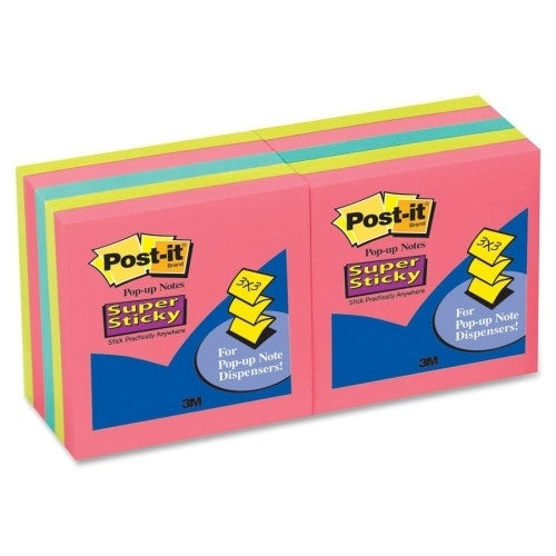 3M Commercial Office Supply Div. Super Sticky Pop-ups,3"x3",90 Sheets/PD,10/PK,Ultra Colors