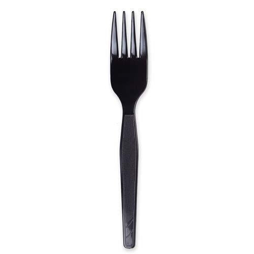 Dixie Foods Plastic Tableware,Heavy/Meadium Weight,Fork,100/BX,Black