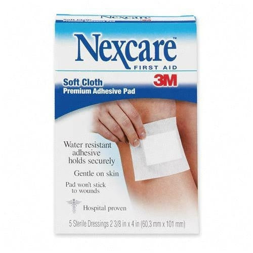 3M Commercial Office Supply Div. Adhesive Gauze Pad, Hypoallergenic, 2-3/8"x3", 3-Ply, 5/PK