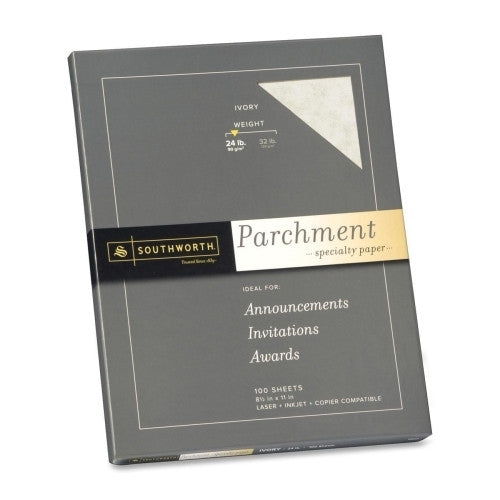 Southworth Company Fine Parchment Paper, 24lb., 8-1/2"x11", 100 Sh/PK, Ivory