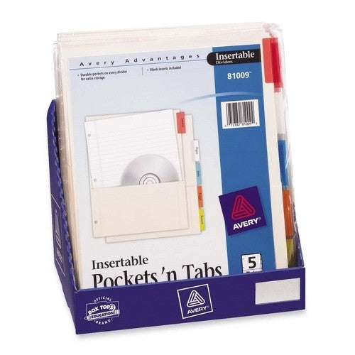 Avery Pocket Dividers, 5-Tab, Punched, 8-1/2"x11",