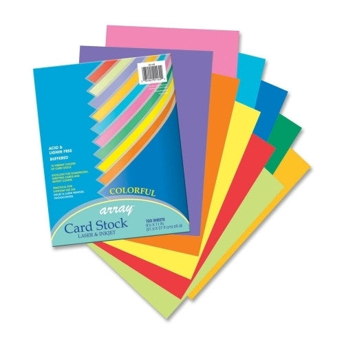 Pacon Corporation Cardstock Paper,65lb.,8-1/2"x11",100 SH/PK,Assorted