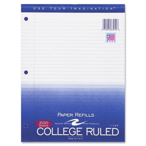 Filler Paper,College Ruled, 200 Sheets- White