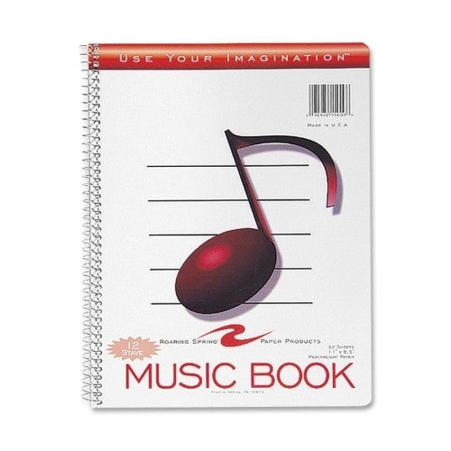 Roaring Spring Paper Products Music Notebook, Wirebound, 11"x8-1/2", 32 Sheets