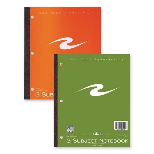 Roaring Spring Paper Products Notebook,3HP,CR,Perforated,132 Sheets,11"x9",Assorted Cvr.