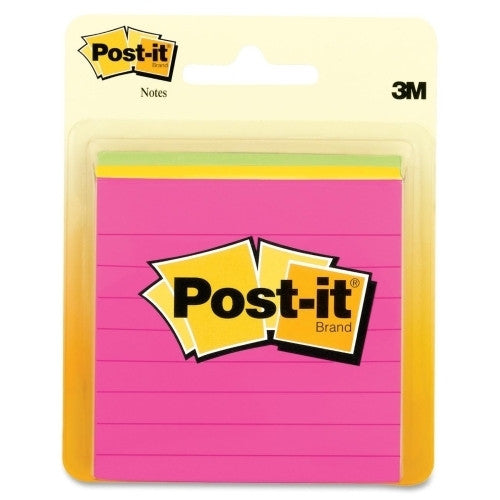 3M Commercial Office Supply Div. Post-It Notes,Lined,50/Sheets,3"x3",3/PK,Ultra Assorted