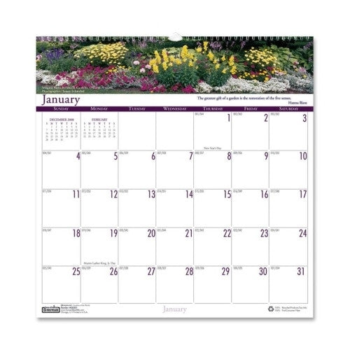 House of Doolittle Wall Calendar, "Gardens of the World", 12"x12"