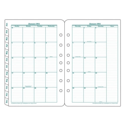 2-Page Monthly Tabs, Jan-Dec, Classic, 5-1/2"x8-1/2"