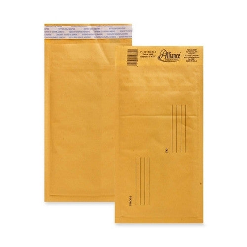 Alliance Rubber Bubble Mailer,w/Peel and Seal,No. 00,5"x10",25/CT,Kraft