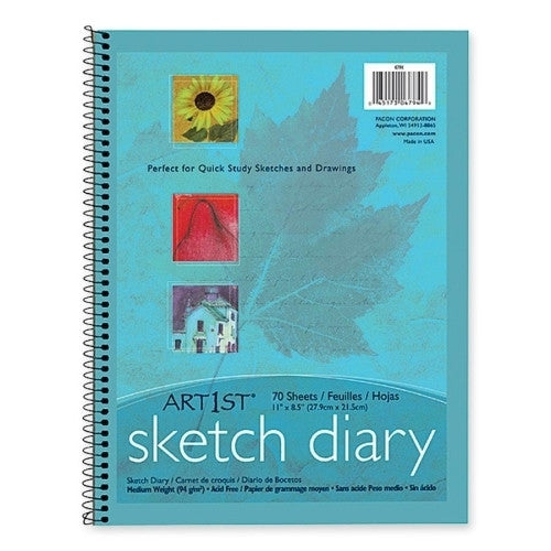 Pacon Corporation Sketch Diary,Spiral Bound,Medium Weight,11"x8-1/2",70 Sheets