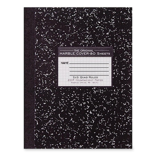 Roaring Spring Paper Products Composition Book,Quad Ruled,5"x5",80 Sh,10-1/8"x7-7/8",BK