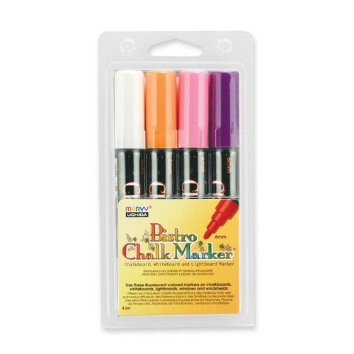 Uchida of America Bistro Chalk Marker, Erasable, Fluorescent WE, OE, VT, PK