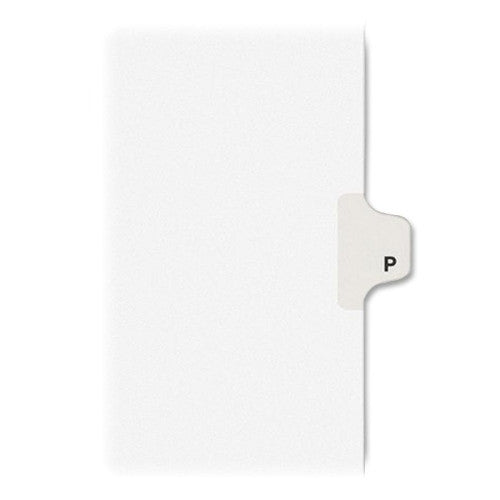 Kleer-Fax, Inc. Index Dividers,"P",Side Tab,1/26 Cut,11"x8-1/2",25/ST,WE